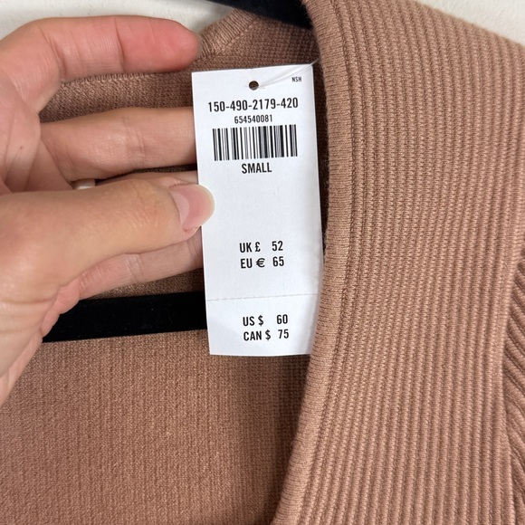 NWT Abercrombie & Fitch Ottoman Square Neck Ribbed Swearer Tee in Tan Size Small - Picture 2 of 6